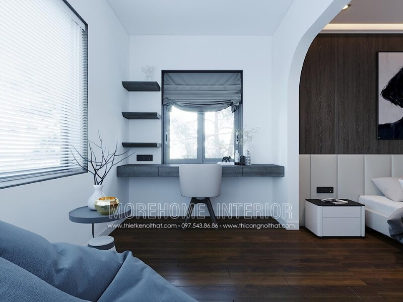 Tường sơn trắng là lựa chọn hữu ích giúp tăng sự tập trung tối đa trong thiết kế phòng làm việc của bạn. Thiết kế phòng ngủ biệt thự